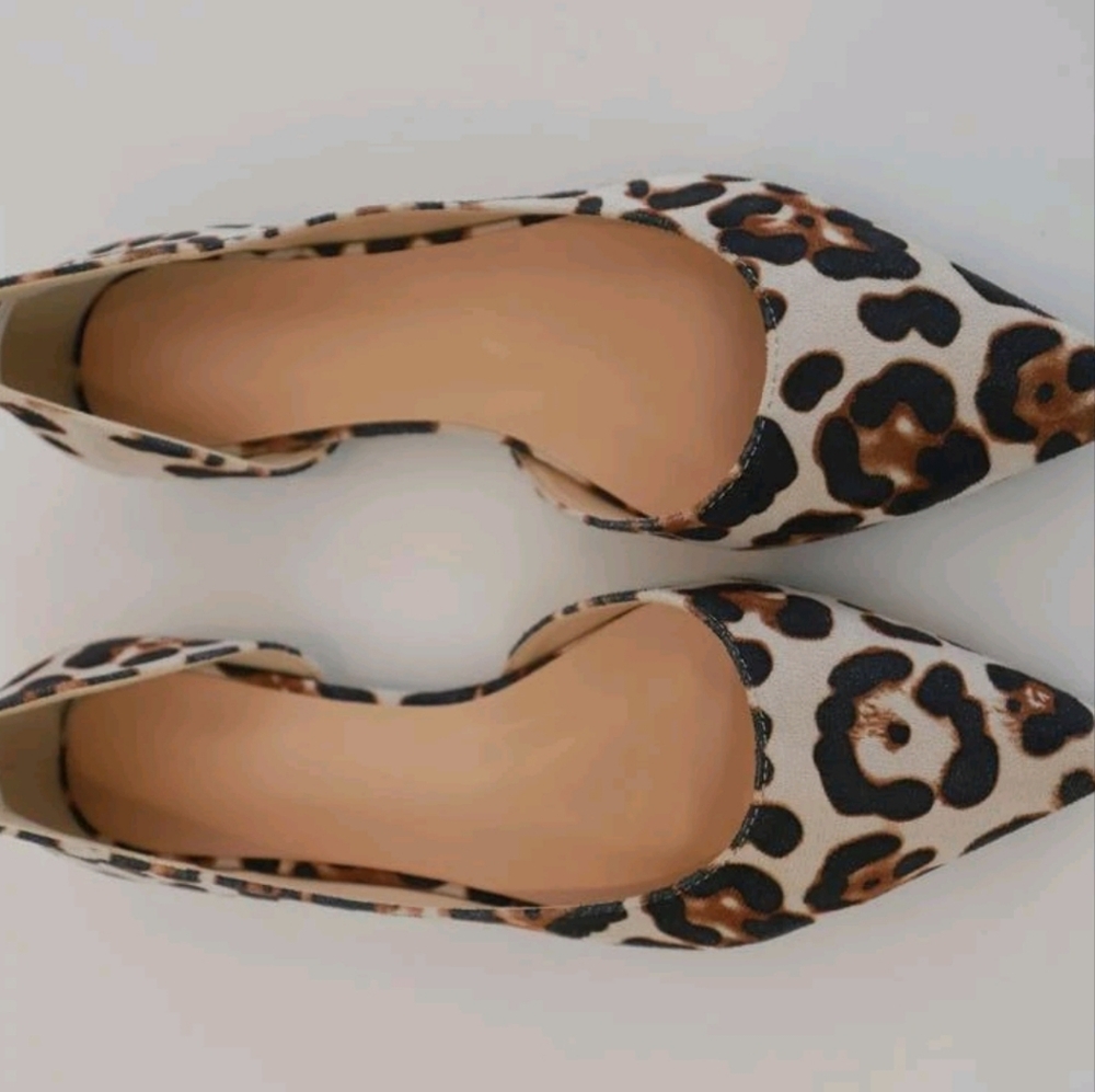 Leopard Print Point Toe Suedette Ballet Flats, Multicolor Fashionable Leopard Pr